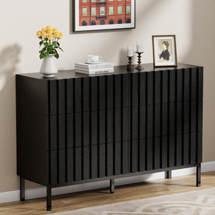 Commode double Endress à 6 tiroirs, 110 cm de largeur (NOIR)