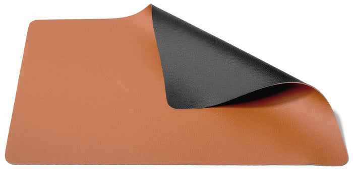 Cookinglife Placemats - Dubbelzijdig - Vegan leer - Cognac / Zwart 46 x 33 cm - 6 Stuks