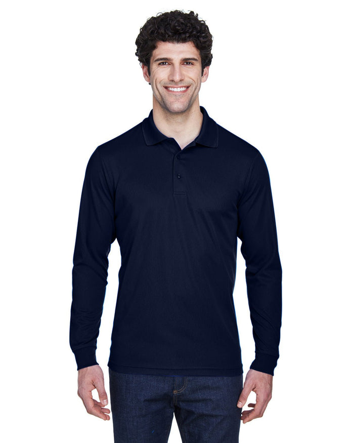 Core 365 88192T Men's Tall Pinnacle Performance Long - Sleeve Piqu Polo - Ninja Transfers