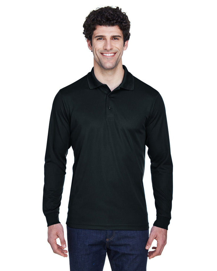 Core 365 88192T Men's Tall Pinnacle Performance Long - Sleeve Piqu Polo - Ninja Transfers