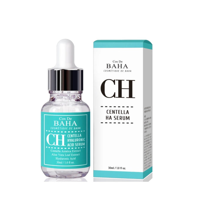 COS DE BAHA (CH) Centella Hyaluronic Acid Serum is designed for all skin types, especially beneficial for those needing extra hydration and soothing. It combines Centella Asiatica Extract and Sodium Hyaluronate to deeply moisturize and reduce skin sensitivity. Aloe Vera and Green Tea Extract further calm and protect the skin from irritation. This serum is ideal for daily use to help maintain a hydrated, smooth, and calm complexion.