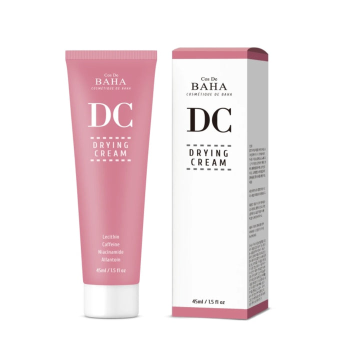 COS DE BAHA (DC) Drying Cream is designed for acne-prone skin, offering targeted treatment to reduce blemishes and excess oil. Formulated with Aloe Barbadensis Leaf Extract to soothe and hydrate the skin, Niacinamide to brighten and reduce inflammation, and Caffeine to tighten pores. The addition of Green Tea Extract provides antioxidant benefits, while Allantoin promotes skin healing. This cream is perfect for spot treatments, helping to quickly dry out and diminish the appearance of pimples an