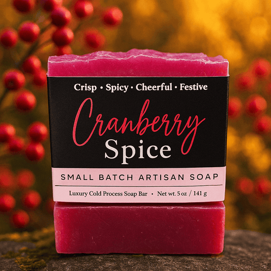 Cranberry Spice Soap Bar - Soap Boutique, a handcrafted cold process soap with a rich aroma of cranberry and spices.