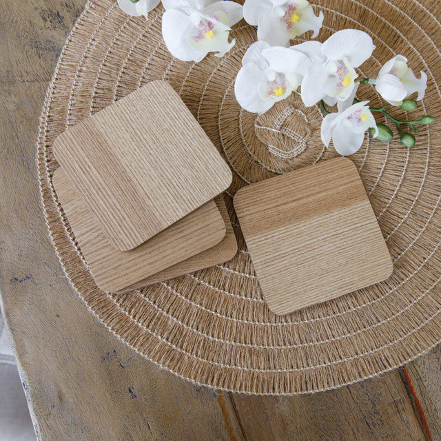 Creative Set Oak Veneer Coasters