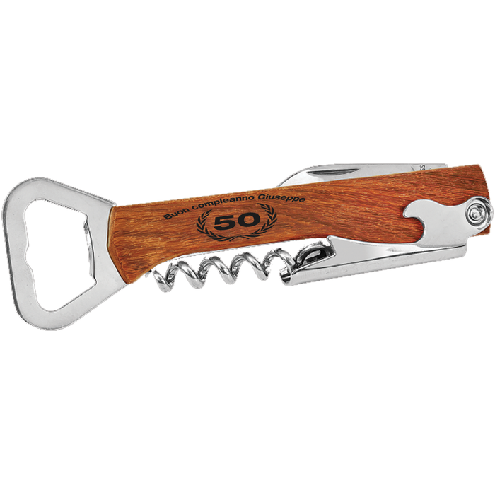 Custom Wooden Bottle Opener & Wine Corkscrew - LZR