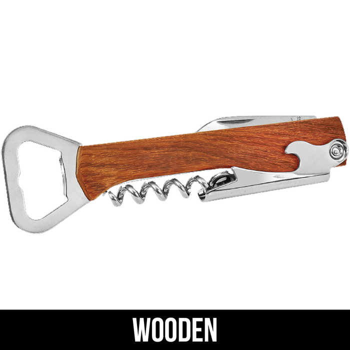 Custom Wooden Bottle Opener & Wine Corkscrew - LZR