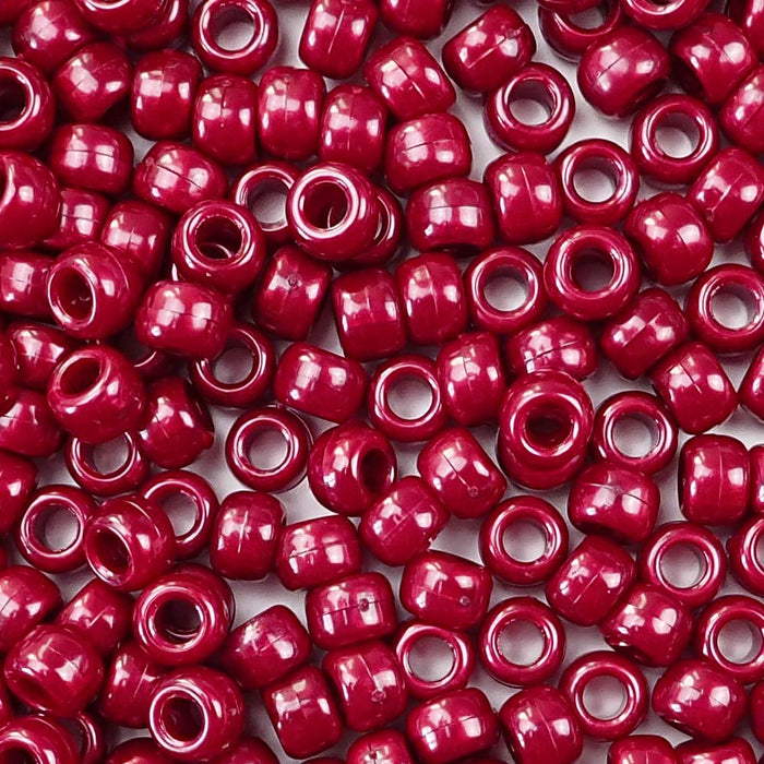 dark cranberry pearl 6 x 9mm plastic pony beads in bulk