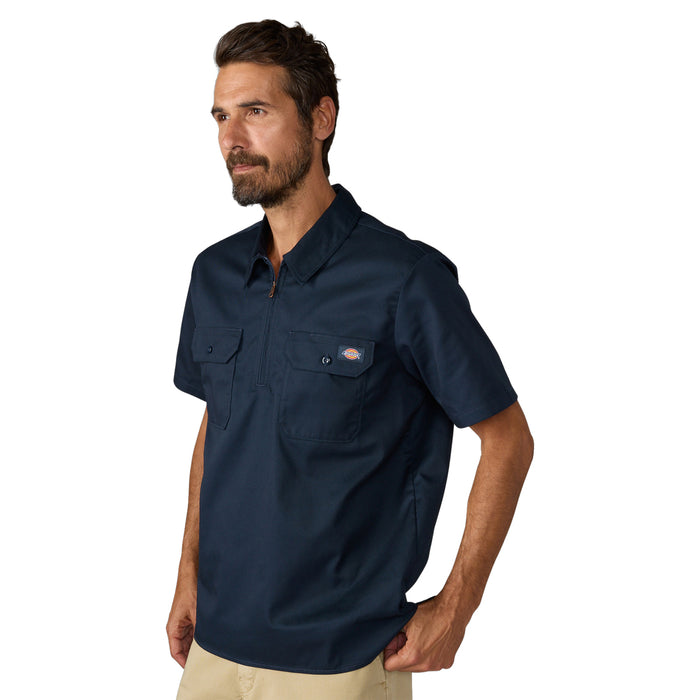 Dickies Men's 1/4 Zip Work Shirt Work Shirts Dickies Dark Navy 2XL Reg
