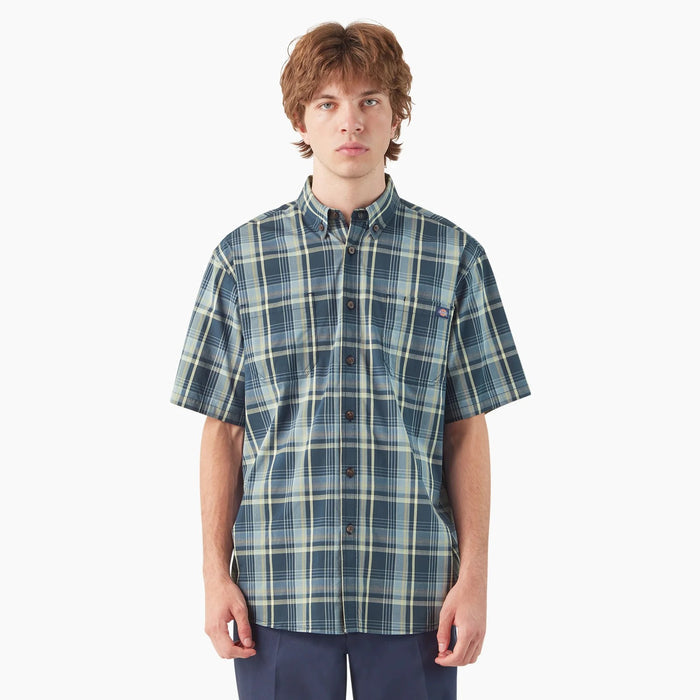Dickies Men's FLEX Woven Short Sleeve Button-Down Shirt Work Shirts Dickies Ink Navy 2XL Reg