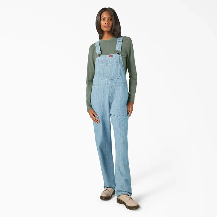 Dickies Women's Relaxed Fit Carpenter Bib Bibs & Overalls Dickies Fisher Stripe 2XL Reg