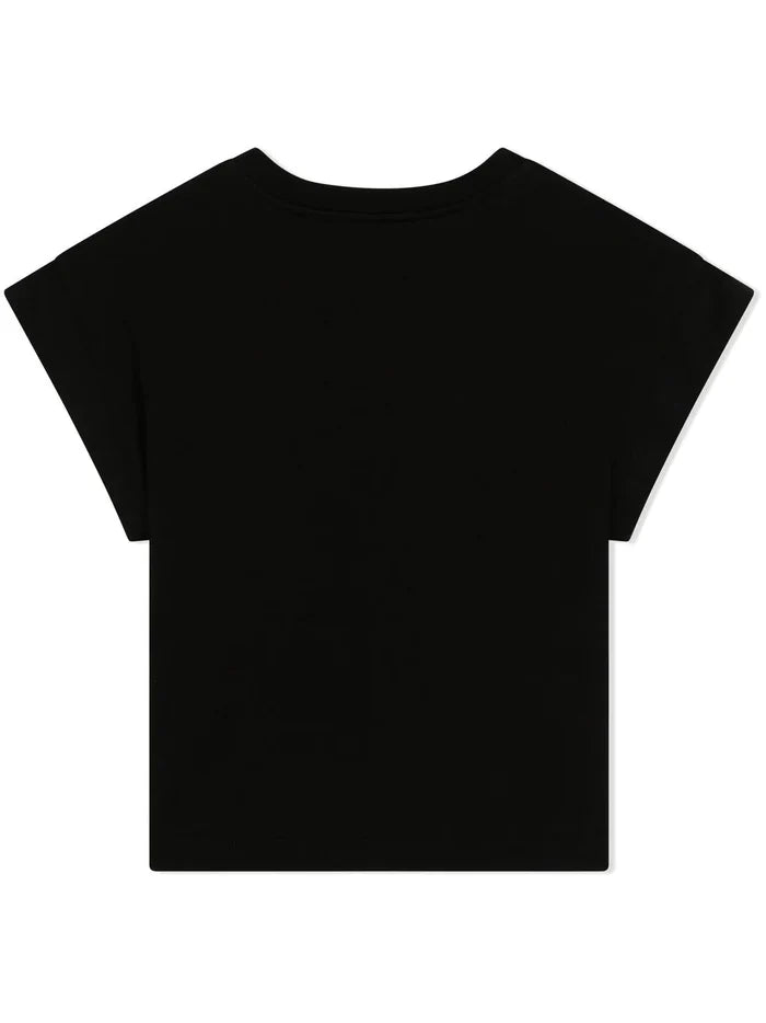 DOLCE & GABBANA KIDS Logo-print Short-sleeved T-shirt Black/White - MAISONDEFASHION.COM