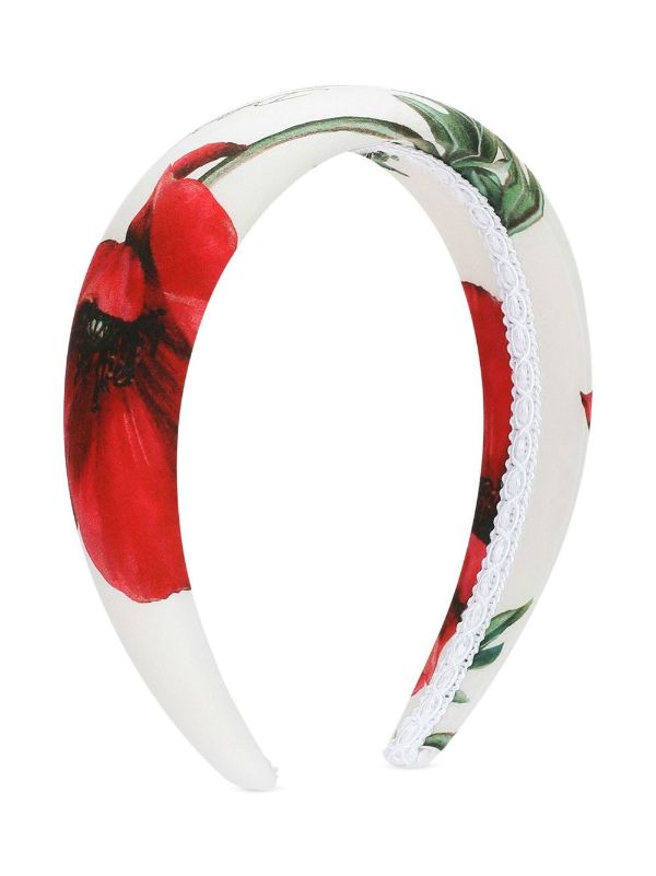 DOLCE & GABBANA KIDS Poppy-print Headband Multicolour - MAISONDEFASHION.COM