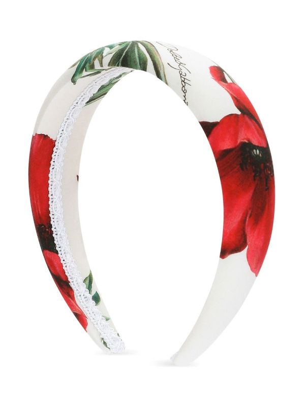 DOLCE & GABBANA KIDS Poppy-print Headband Multicolour - MAISONDEFASHION.COM