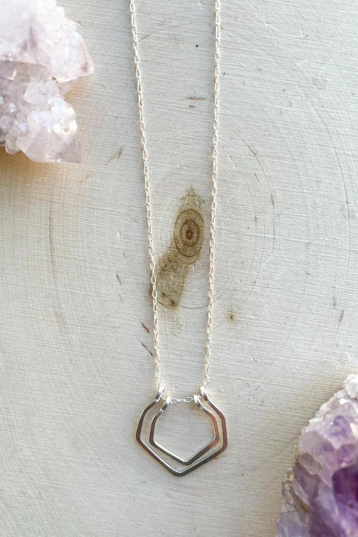 Elysium Hinged Double Chevron Necklace- Silver