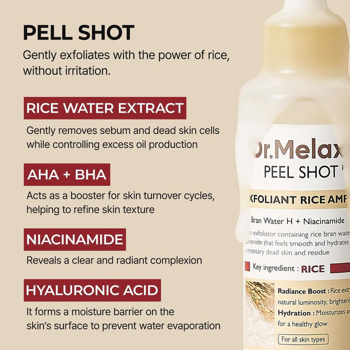 Dr. Melaxin Peel Shot Exfoliating White Rice Ampoule 80Ml