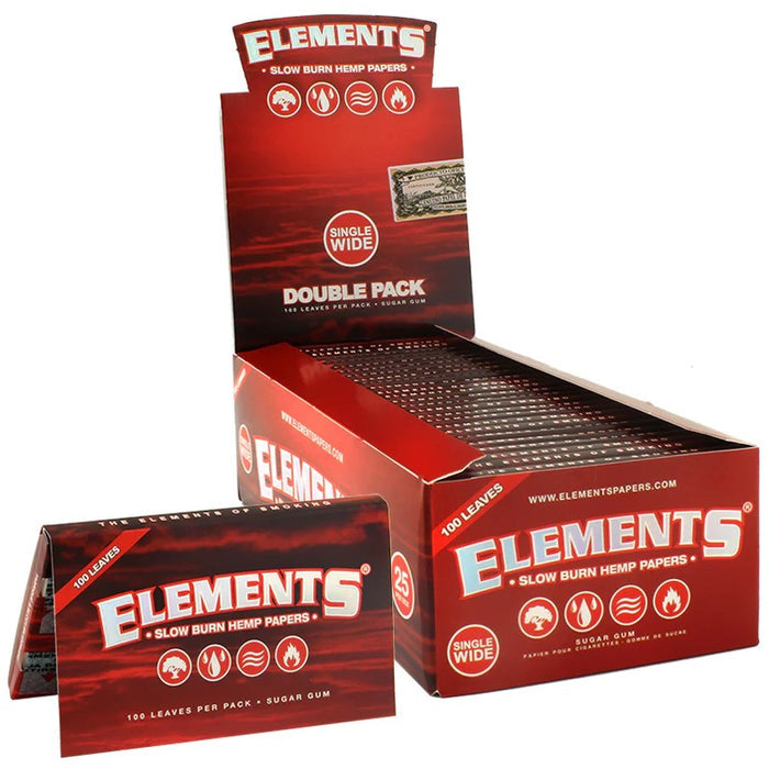ELEMENTS SLOW BURN SINGLE WIDE DOUBLE PACK 50CT 25PK