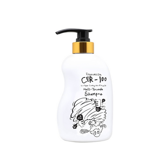 ELIZAVECCA Cer-100 Collagen Coating Hair A+ Muscle Helltornado Shampoo is a powerful repairing shampoo designed to strengthen and revitalize damaged, brittle hair. Enriched with Hydrolyzed Collagen, Keratin, and a blend of botanical extracts like Tea Tree Oil and Ginseng Root, it helps restore elasticity, smooth frizz, and deeply nourish the scalp. With added proteins and Niacinamide, it supports healthier, softer, and shinier hair while providing a refreshing cleanse. Ideal for dry, weak, or ch