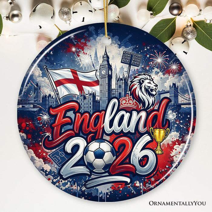 England 2026 Soccer Cup Global Championship Ornament, Fans Football Gift and Tree Decor Ceramic Ornament OrnamentallyYou Circle
