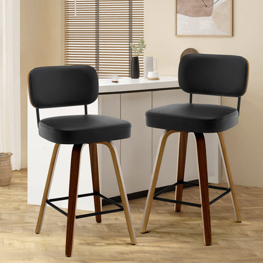 Ensemble de 2 tabourets de bar et de comptoir pivotants Logreira, rembourrés et recouverts de tissu.