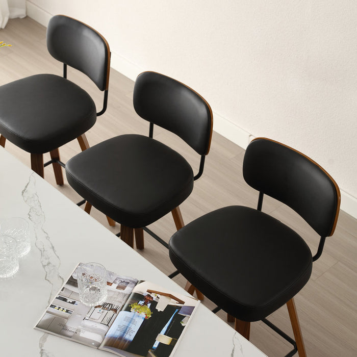 Ensemble de 2 tabourets de bar et de comptoir pivotants Logreira, rembourrés et recouverts de tissu.
