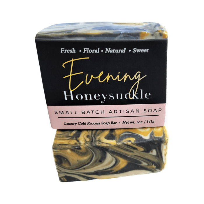 Evening Honeysuckle Bar Soap - Soap Boutique, 5 oz handcrafted artisan soap with floral design.