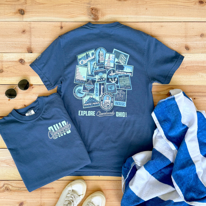 Explore Cleveland Landmarks - Unisex/Mens Crew T-shirt - Midnight