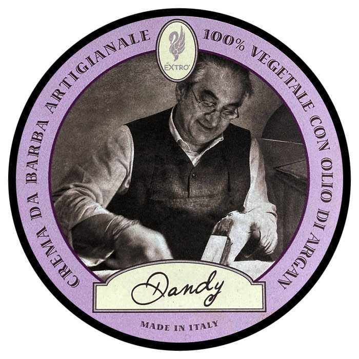 Extro Dandy Shaving Cream in 150ml glass jar with soft lather texture