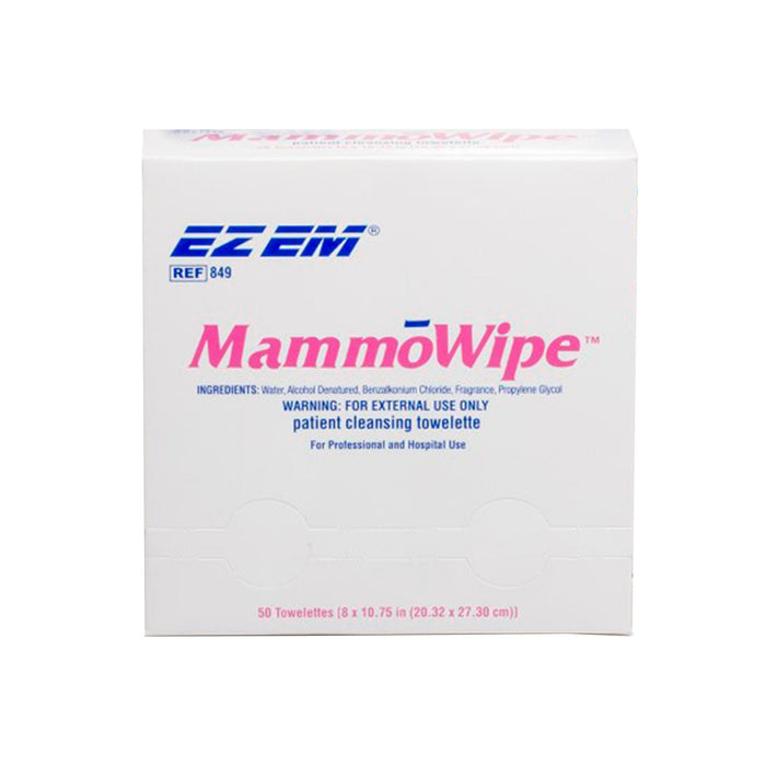 EZ EM MammoWipe Patient Cleansing Towelette, Scented, 8" x 10.75"
