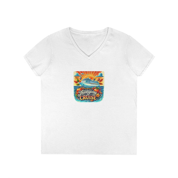 Family Thanksgiving Cruise - Ladies' V-Neck T-Shirt - Personalizable - Whippie's