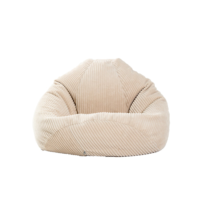 FLOBY - Pouf en velours côtelé beige