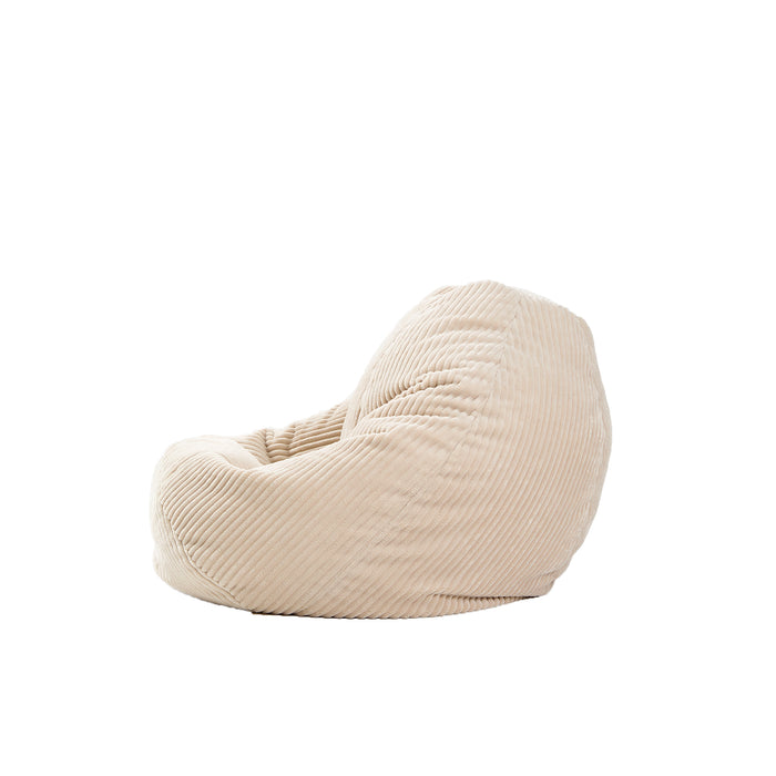 FLOBY - Pouf en velours côtelé beige