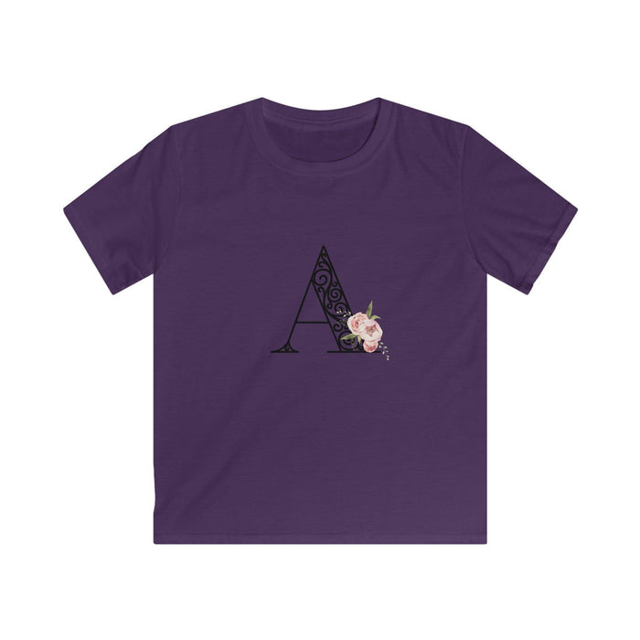 Floral Letters: Letter A - Kids Softstyle Tee - Whippie's