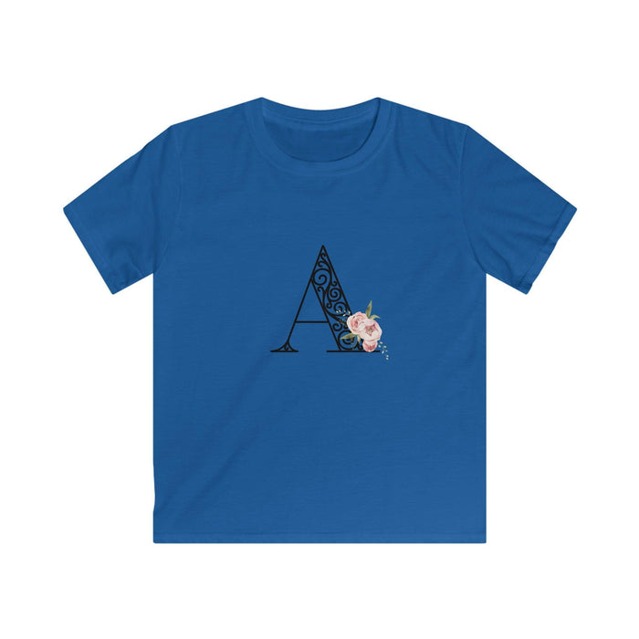 Floral Letters: Letter A - Kids Softstyle Tee - Whippie's