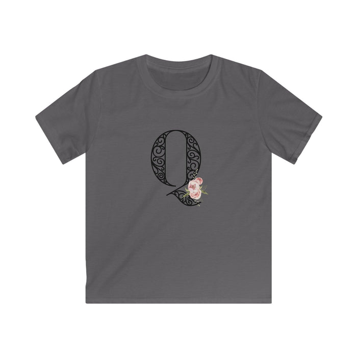 Floral Letters: Letter Q - Kids Softstyle Tee - Whippie's