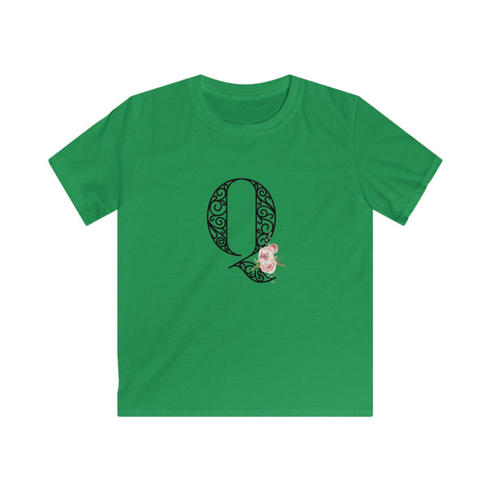 Floral Letters: Letter Q - Kids Softstyle Tee - Whippie's