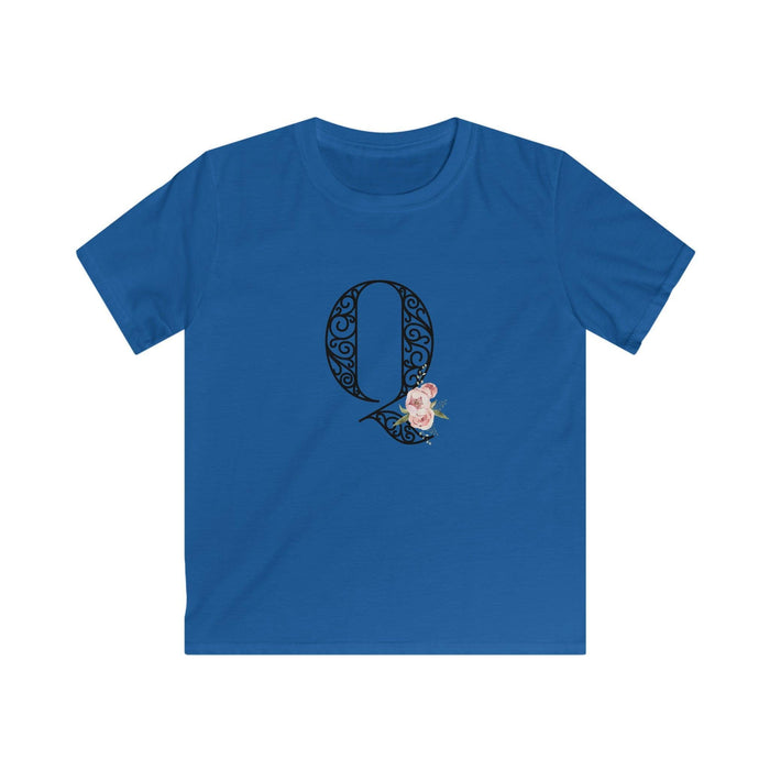 Floral Letters: Letter Q - Kids Softstyle Tee - Whippie's