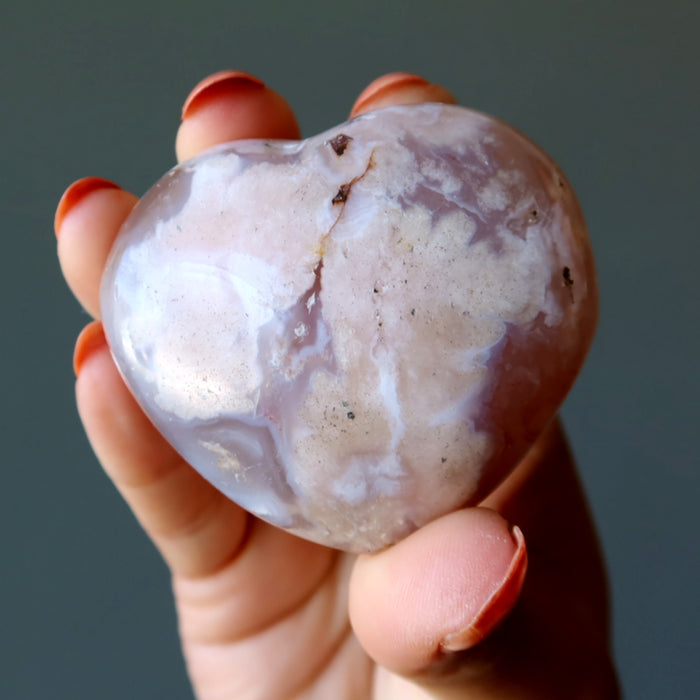 Flower Agate Heart Romance Blooms Chalcedony Love Crystal
