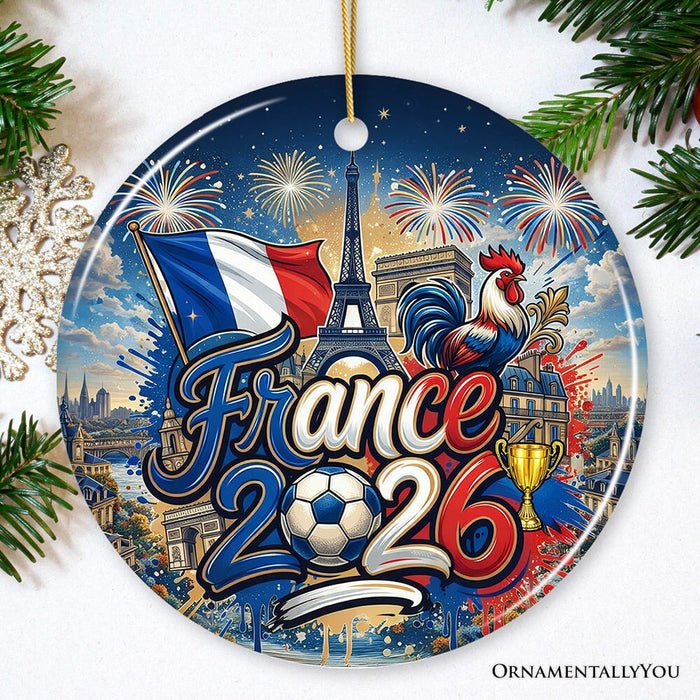 France 2026 Soccer Cup Global Championship Ornament, Fans Football Gift and Tree Decor Ceramic Ornament OrnamentallyYou Circle
