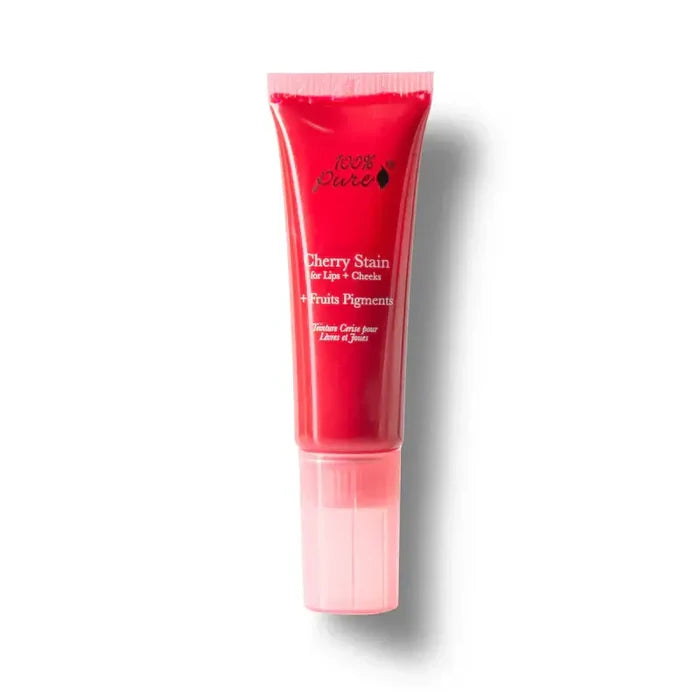 Red lip balm tube on a white background