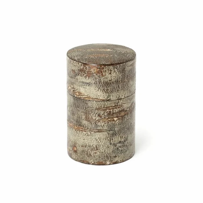Fujiki Denshiro: Frosted Sakura Bark Chazutsu　総皮茶筒（中長）霜降皮