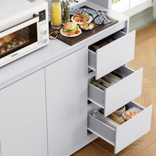Garde-manger Satavia 70,9 po avec éclairage LED, station de recharge et étagère pour micro-ondes, gris