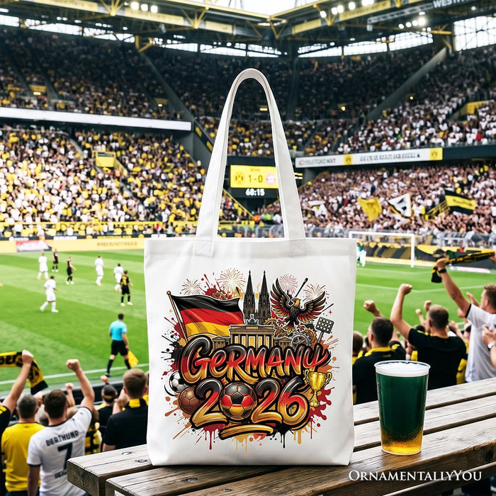 Germany 2026 Soccer Cup Global Championship Tote Bag, Fans Football Gift Shopper Tote Bag OrnamentallyYou White