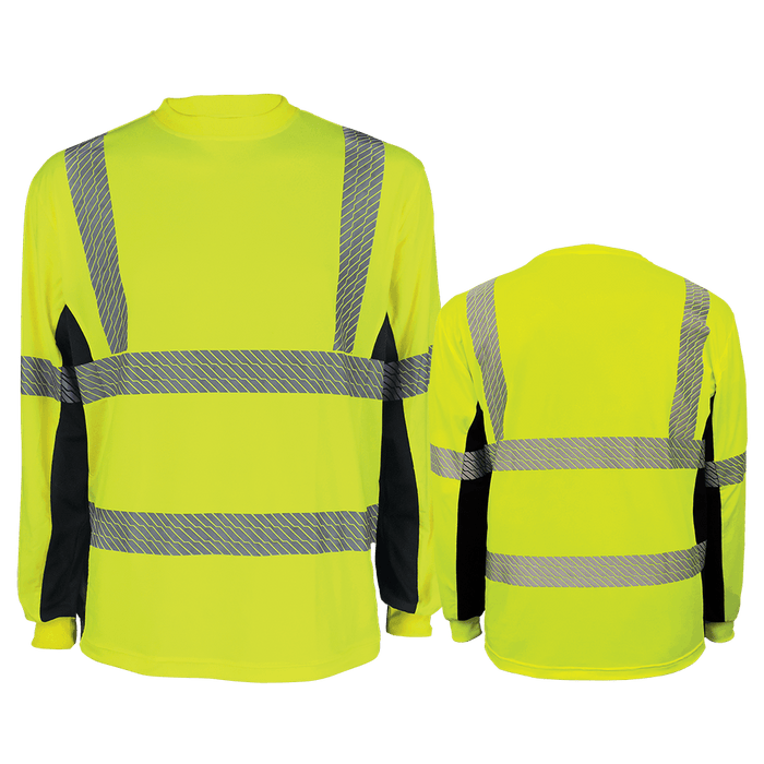 FrogWear® HV Premium Athletic High-Visibility Long-Sleeved Shirt with Breathable Black Mesh - GLO-225LS - Ironworkergear