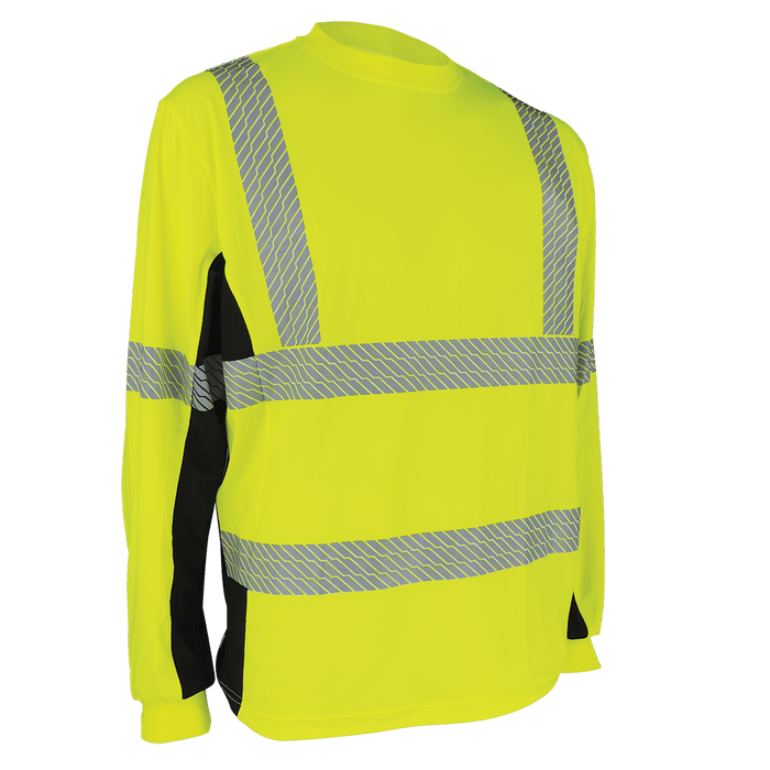 FrogWear® HV Premium Athletic High-Visibility Long-Sleeved Shirt with Breathable Black Mesh - GLO-225LS - Ironworkergear