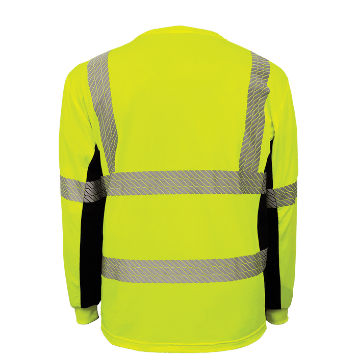FrogWear® HV Premium Athletic High-Visibility Long-Sleeved Shirt with Breathable Black Mesh - GLO-225LS - Ironworkergear