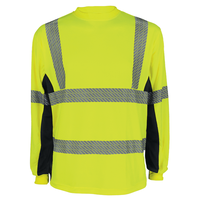 GGS FrogWear® HV Premium Athletic High-Visibility Long-Sleeved Shirt with Breathable Black Mesh - GLO-225LS - Ironworkergear