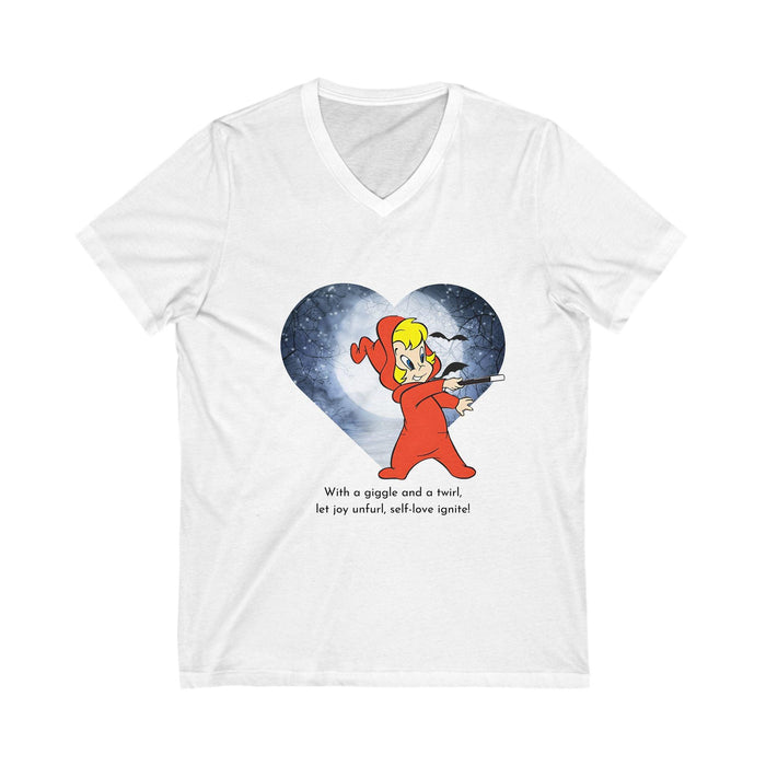Good Little Witch- Spread Joy and Self-Love ✨- Unisex Jersey Short Sleeve V-Neck Tee - Whippie's