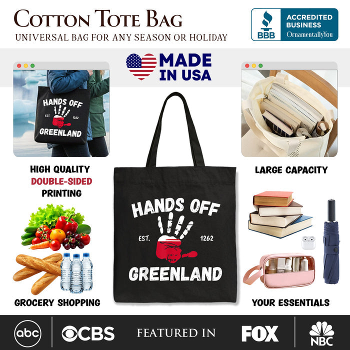 Hands Off Greenland Canvas Tote Bag OrnamentallyYou