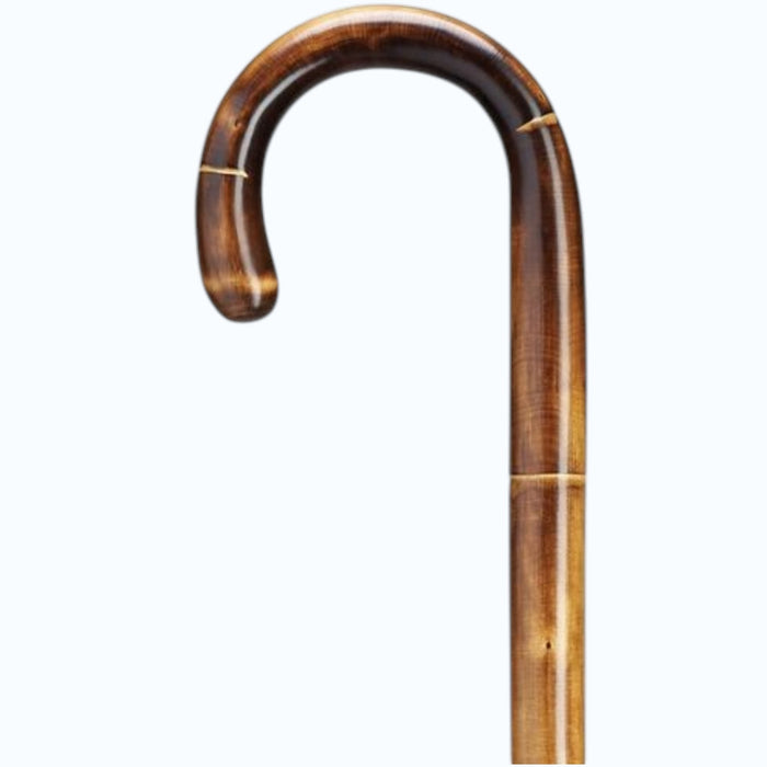 The HARVY CANES - EXTRA TALL CROOK HANDLE STEPPED AND SCORCHED CANE by HARVY CANES features a classic crook handle and stepped, scorched finish, displayed against a plain light background.