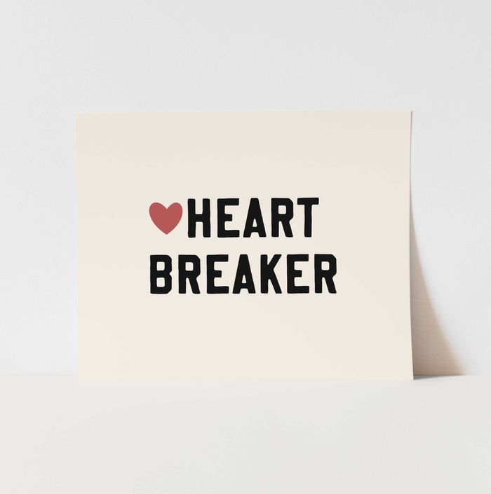Card with 'HEART BREAKER' text and a heart symbol on a light background